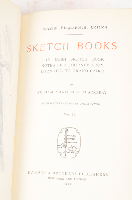 Antique Special Biographical Editions of Assorted Fiction by William Makepeace Thackeray including Contributions to "Vanity Fair" and "Punch" Magazines