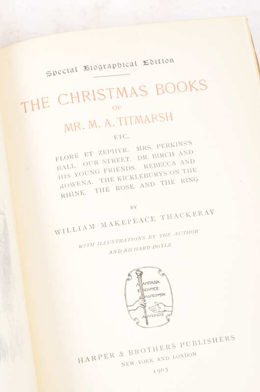 Antique Special Biographical Editions of Assorted Fiction by William Makepeace Thackeray including Contributions to "Vanity Fair" and "Punch" Magazines