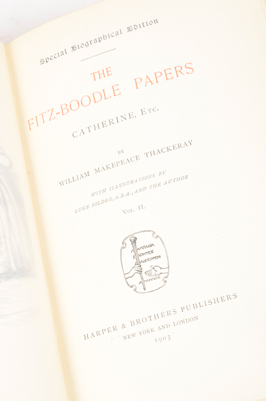 Antique Special Biographical Editions of Assorted Fiction by William Makepeace Thackeray including Contributions to "Vanity Fair" and "Punch" Magazines