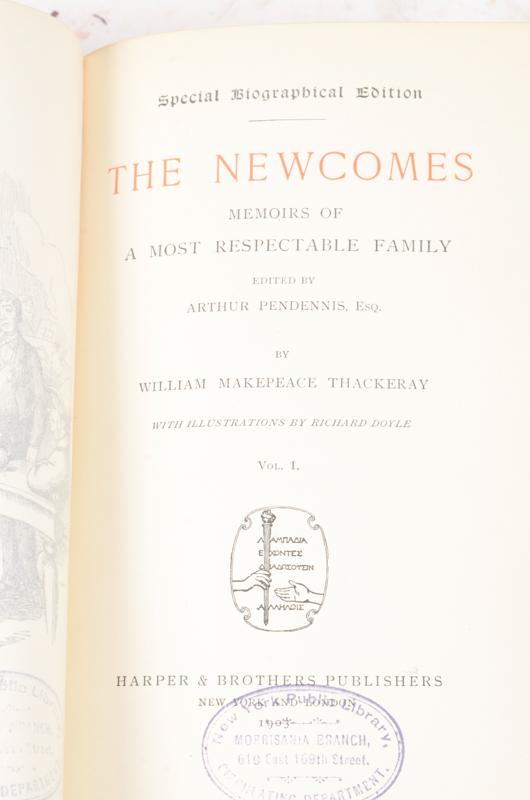 Antique Special Biographical Editions of Assorted Fiction by William Makepeace Thackeray including Contributions to "Vanity Fair" and "Punch" Magazines