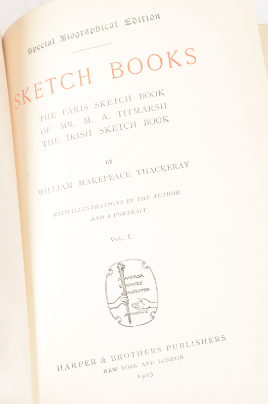 Antique Special Biographical Editions of Assorted Fiction by William Makepeace Thackeray including Contributions to "Vanity Fair" and "Punch" Magazines