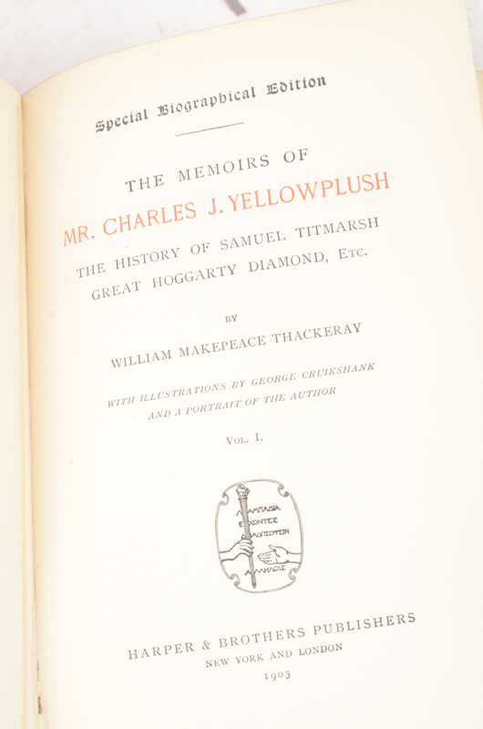 Antique Special Biographical Editions of Assorted Fiction by William Makepeace Thackeray including Contributions to "Vanity Fair" and "Punch" Magazines