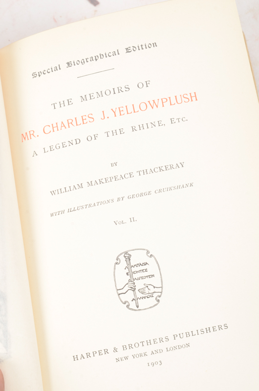 Antique Special Biographical Editions of Assorted Fiction by William Makepeace Thackeray including Contributions to "Vanity Fair" and "Punch" Magazines