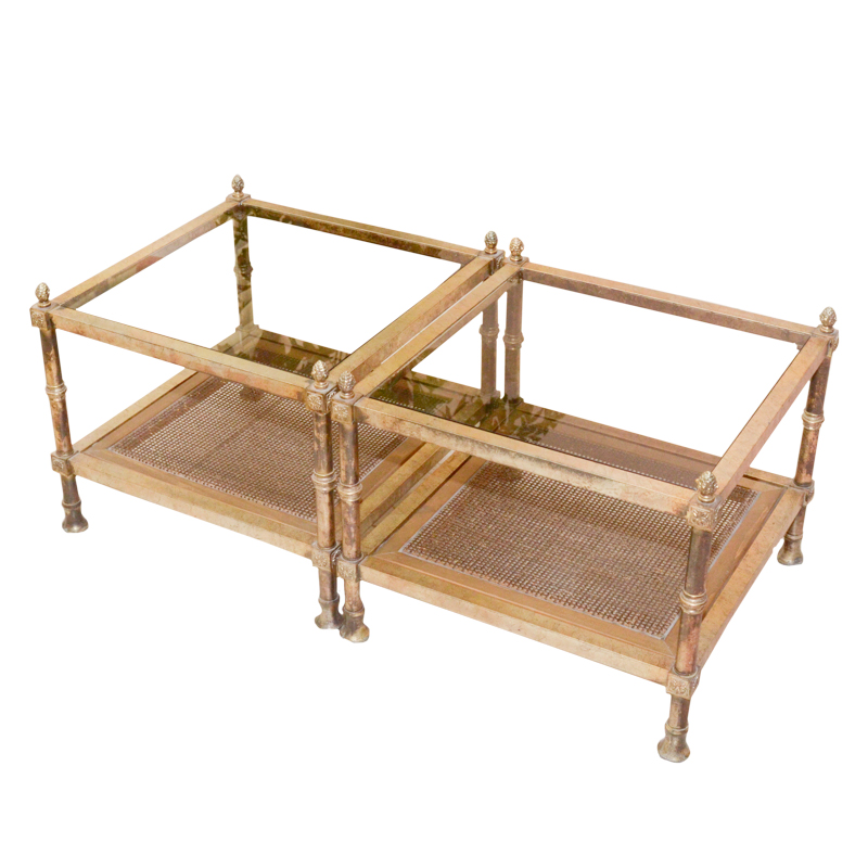 Gilt Metal Side Table With Glass Tops