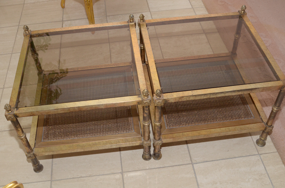 Gilt Metal Side Table With Glass Tops