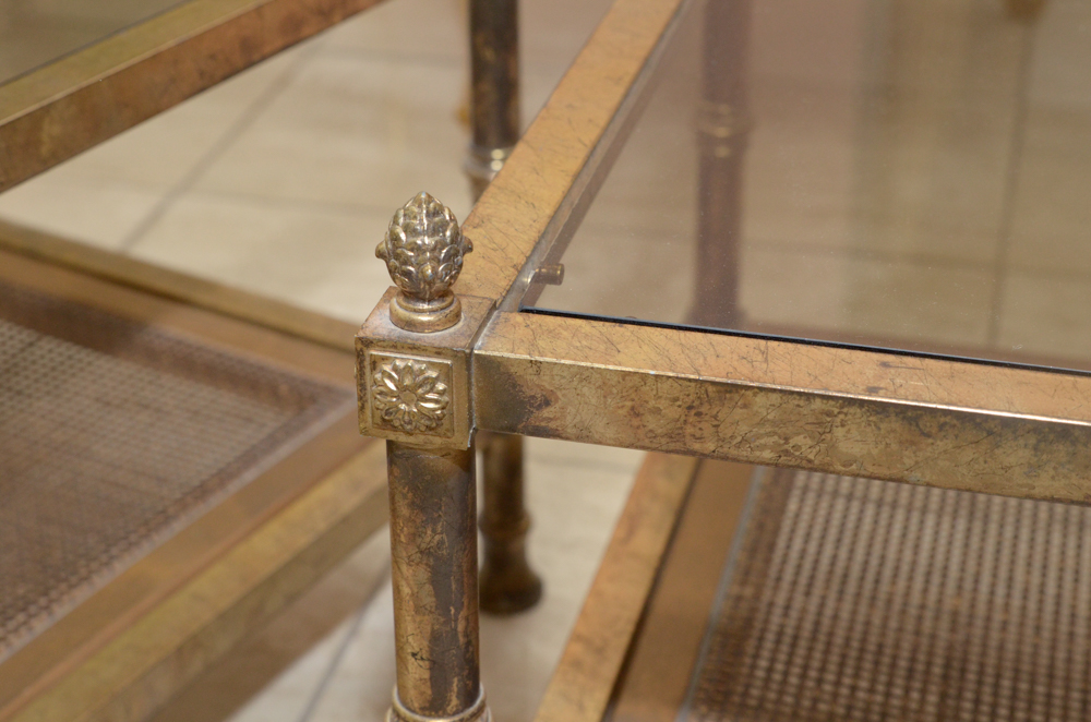 Gilt Metal Side Table With Glass Tops