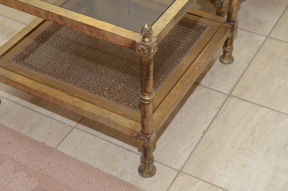 Gilt Metal Side Table With Glass Tops