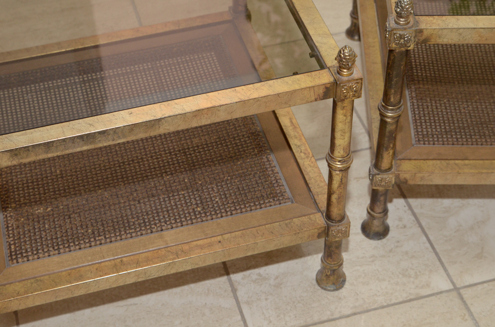Gilt Metal Side Table With Glass Tops