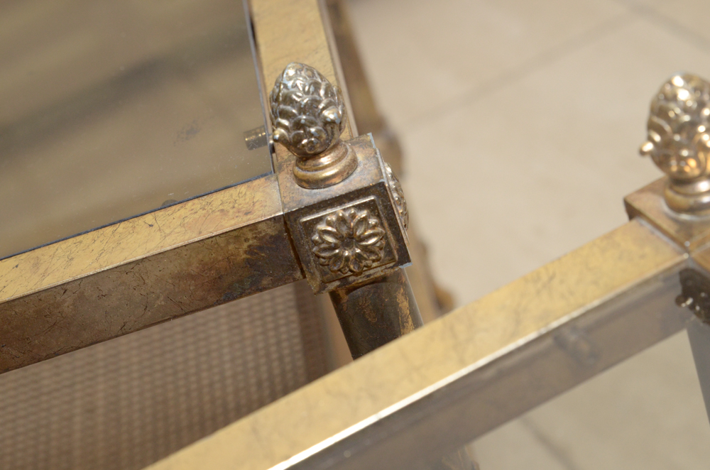 Gilt Metal Side Table With Glass Tops