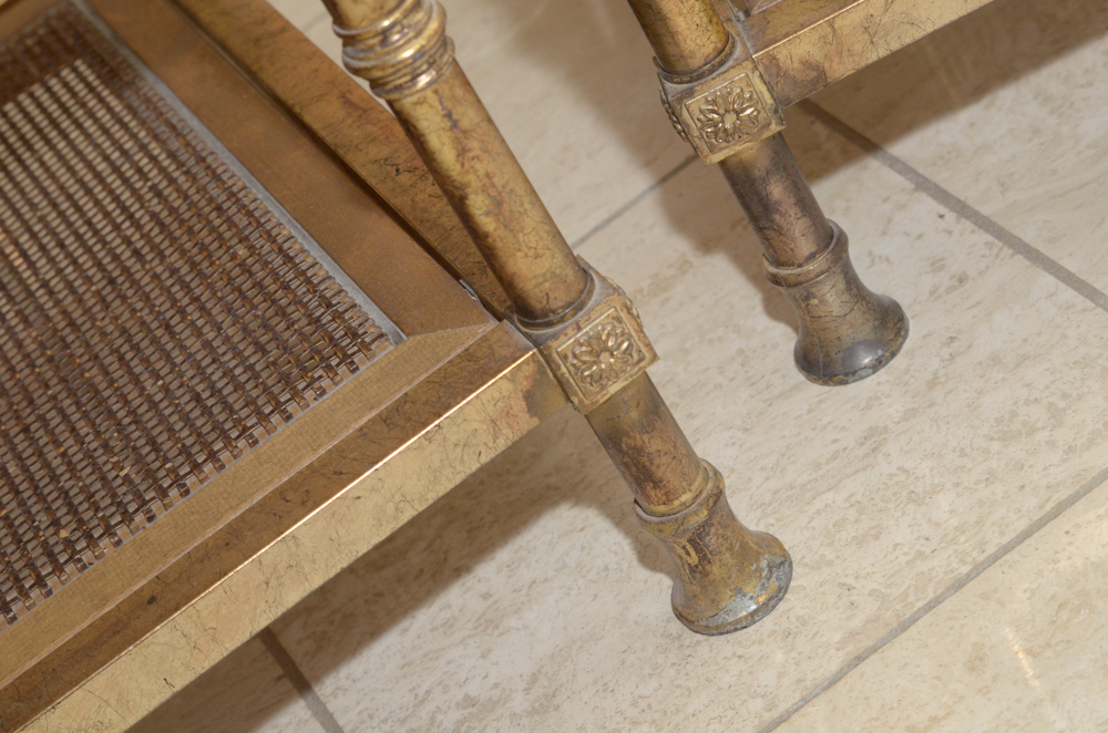 Gilt Metal Side Table With Glass Tops