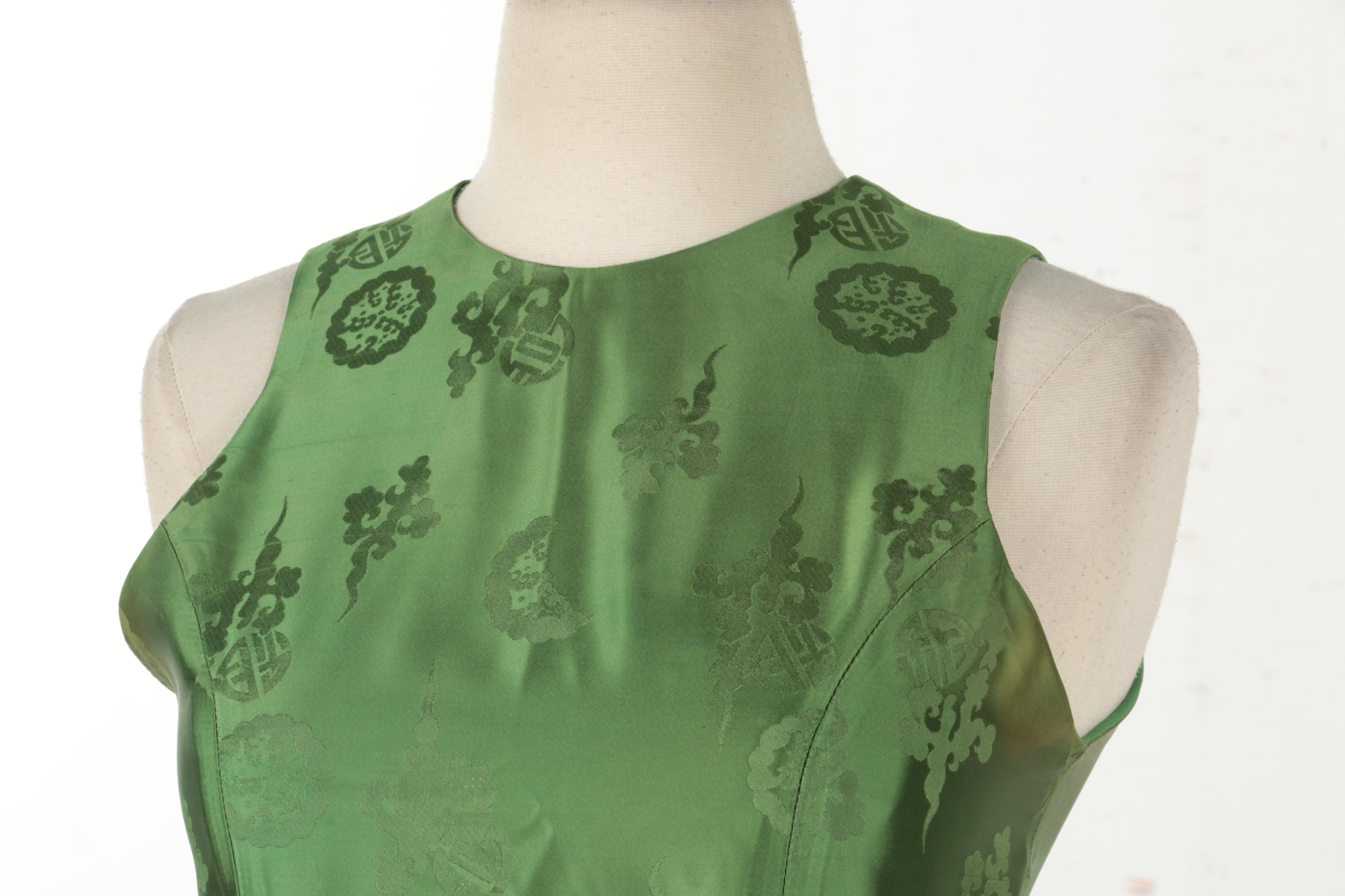 Green Silk Brocade Dress
