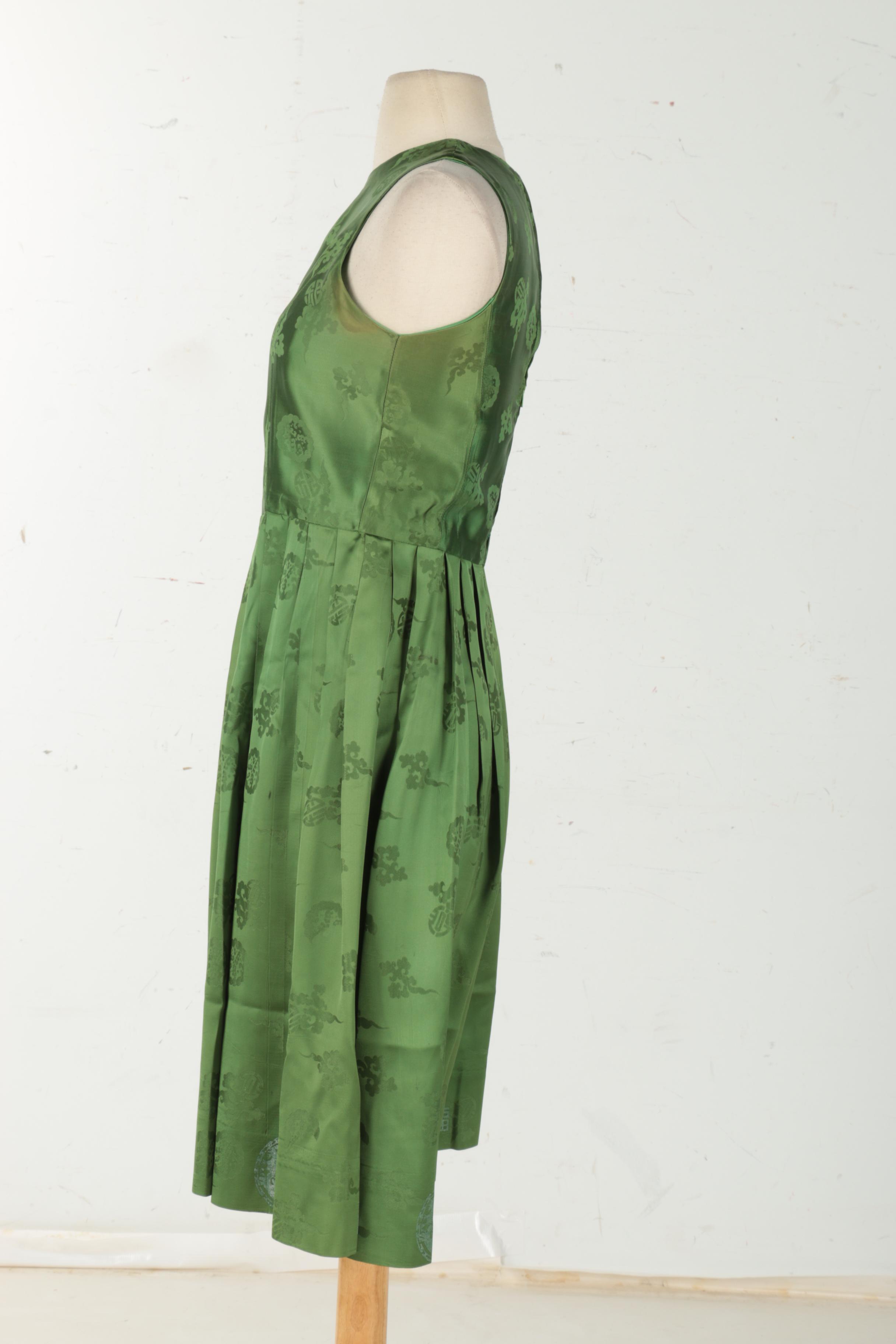 Green Silk Brocade Dress