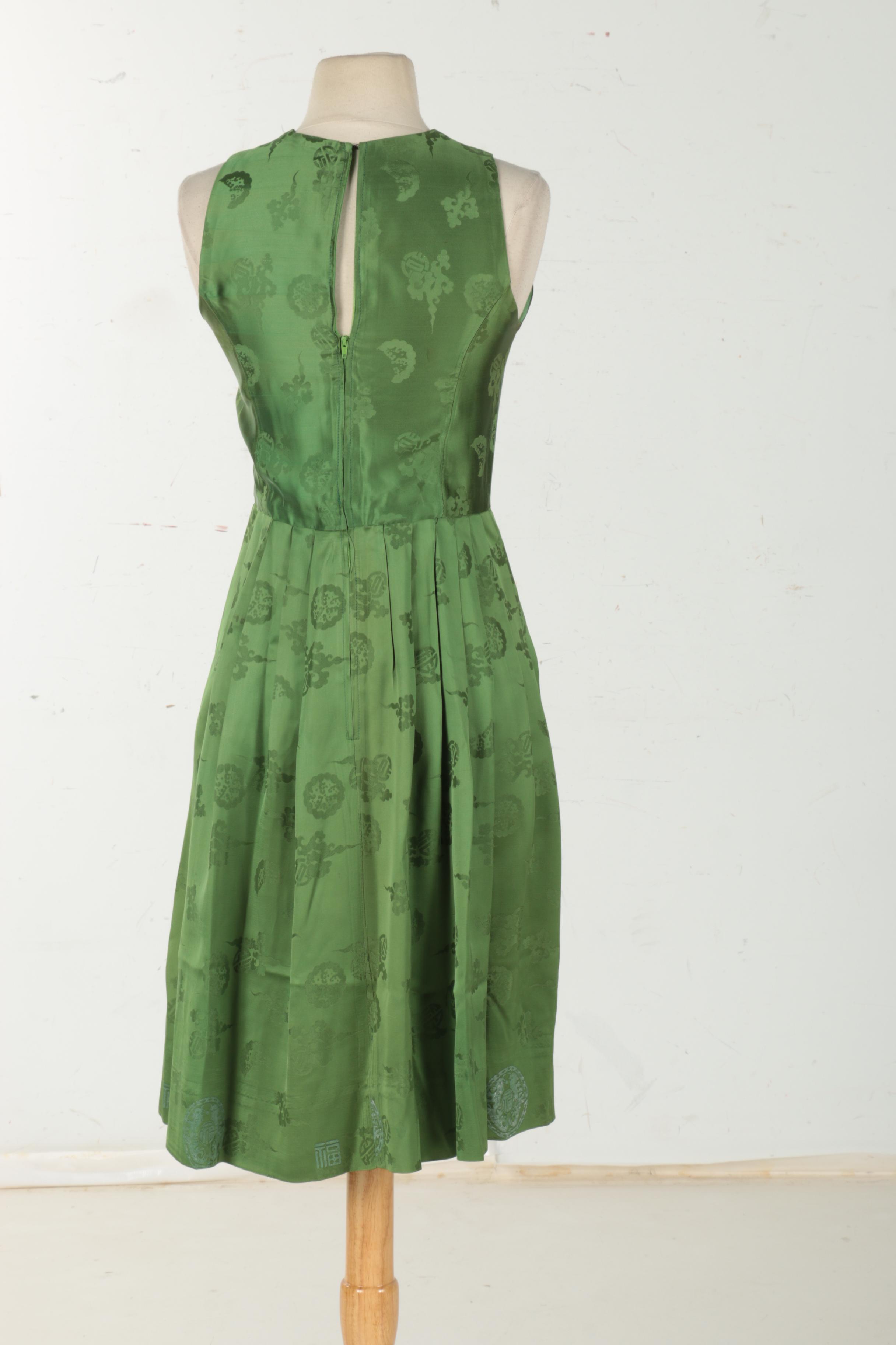 Green Silk Brocade Dress