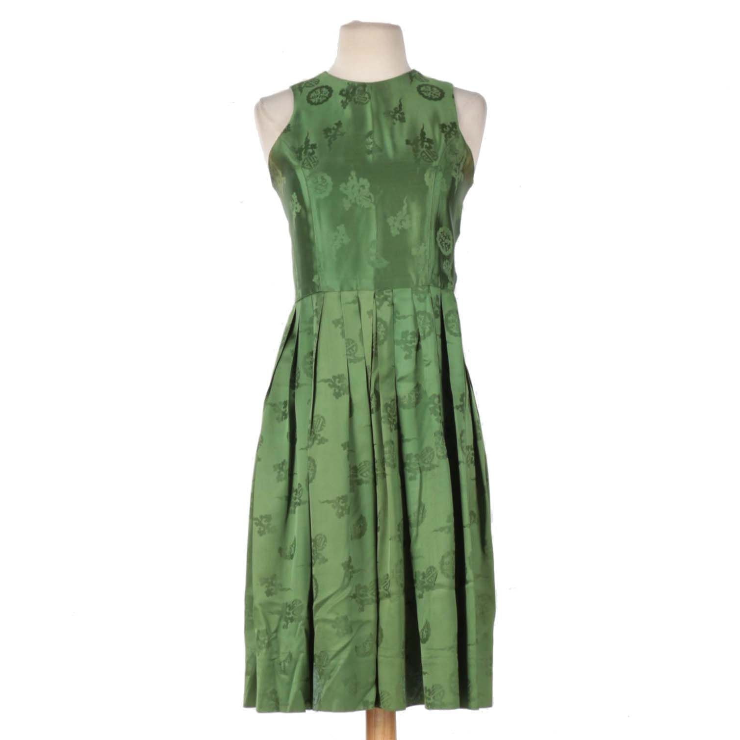 Green Silk Brocade Dress
