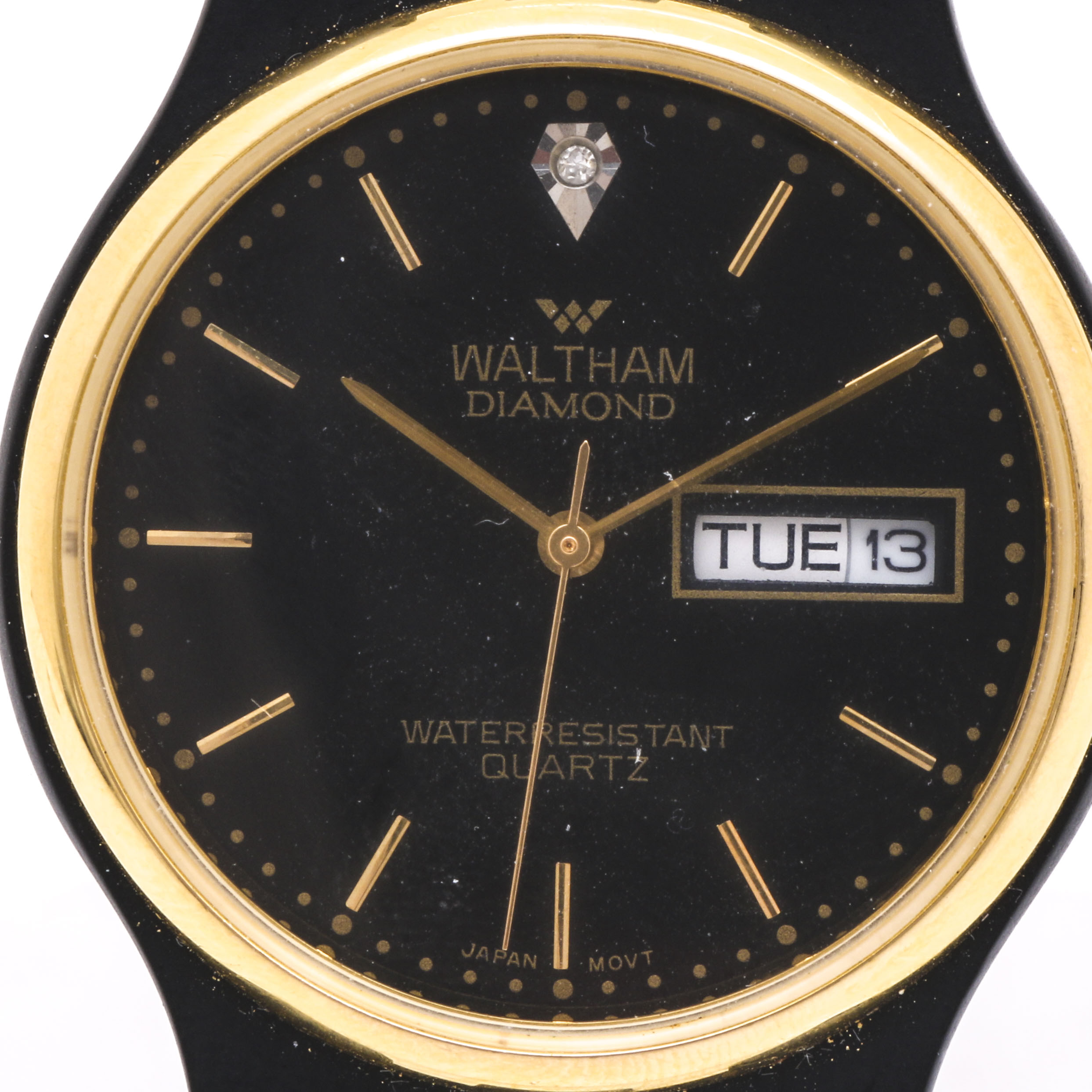 Waltham Diamond Black and Gold Tone Watch