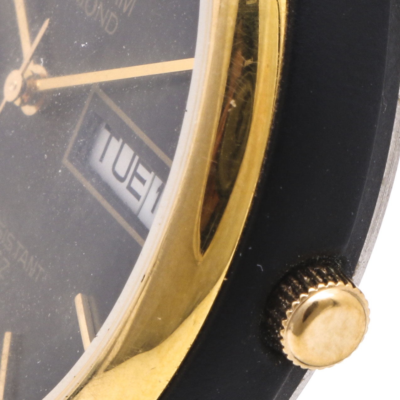 Waltham Diamond Black and Gold Tone Watch