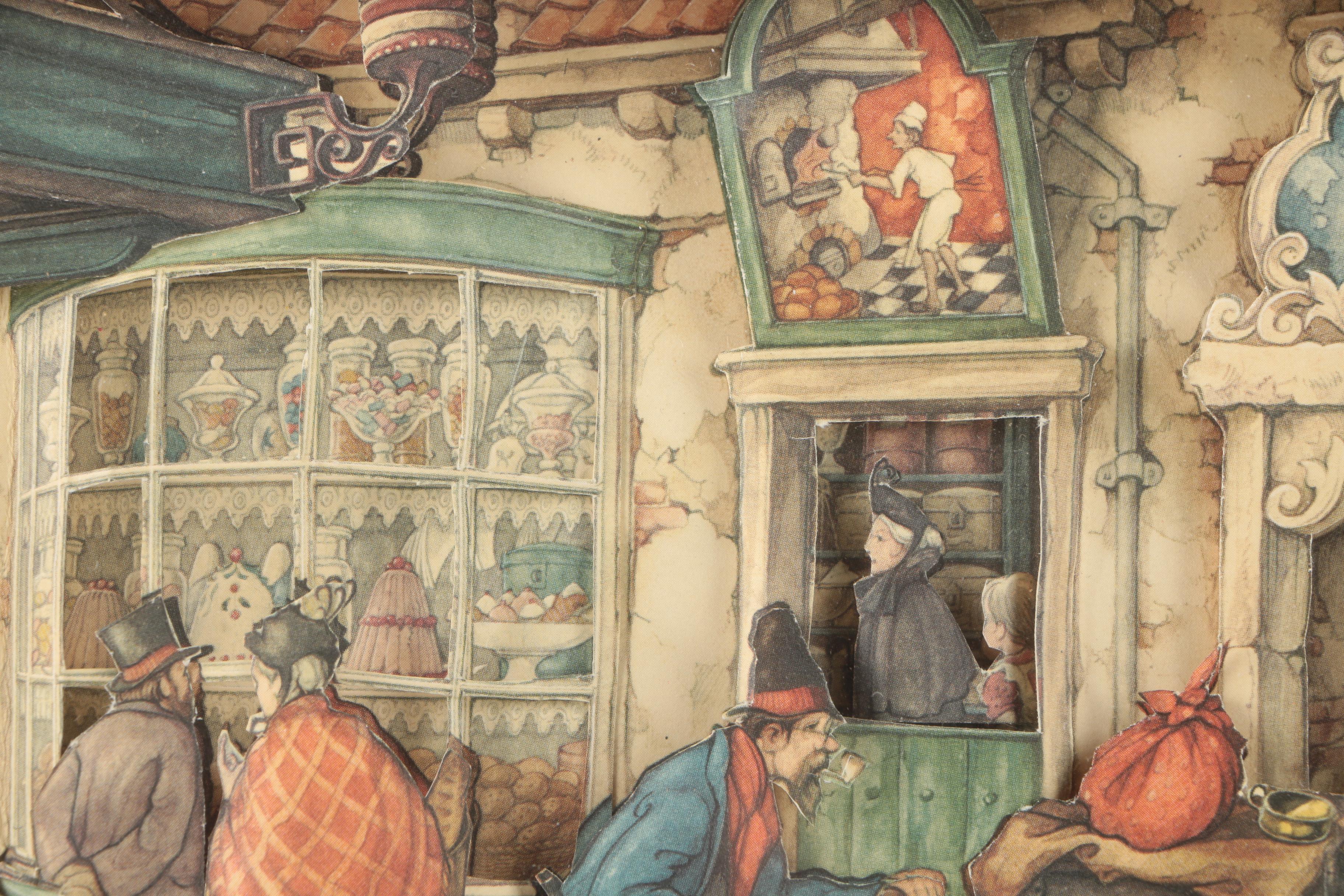 After Anton Pieck 3D Decoupage Collages With Offset Lithographs in Shadow Boxes