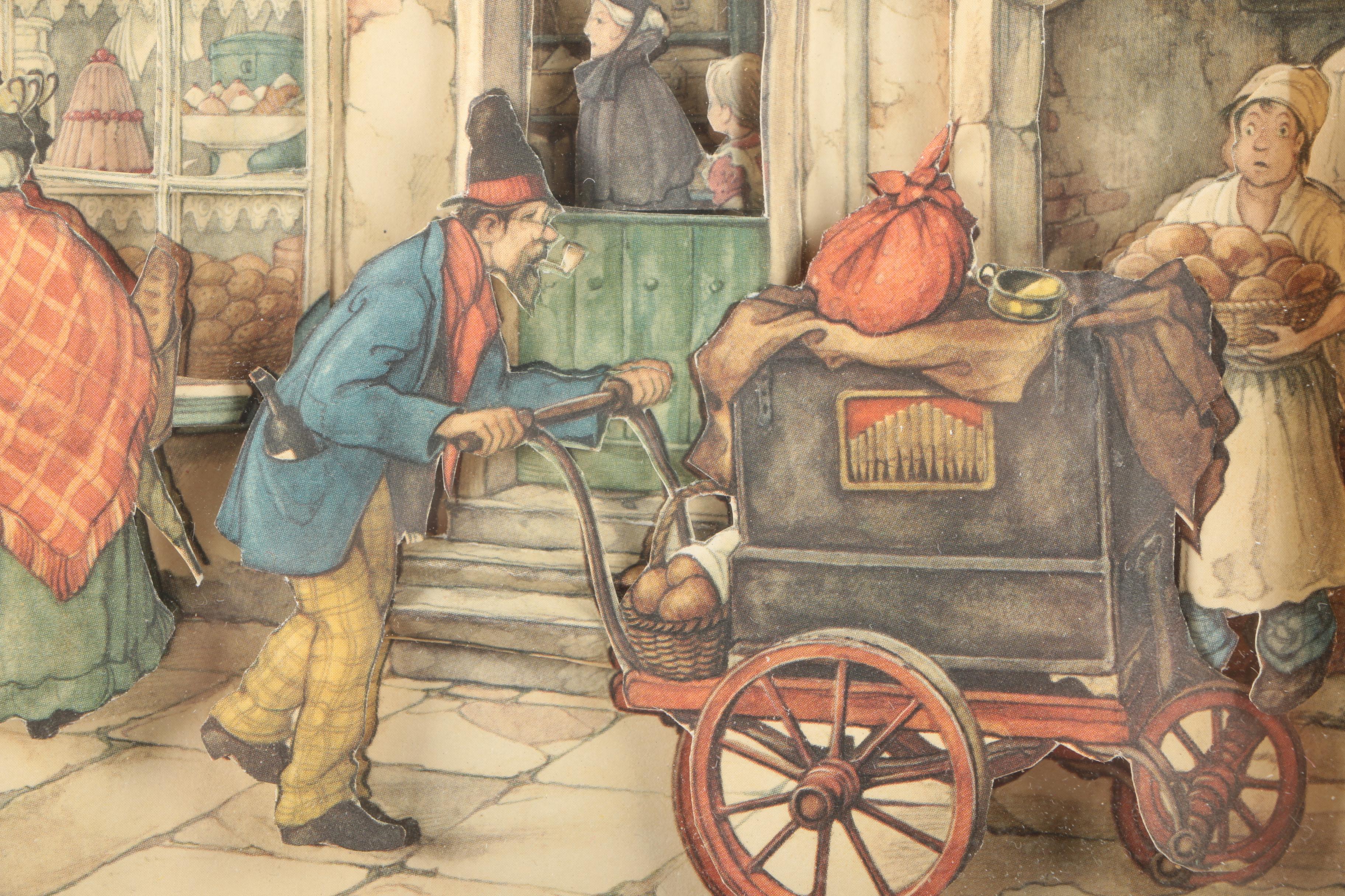 After Anton Pieck 3D Decoupage Collages With Offset Lithographs in Shadow Boxes