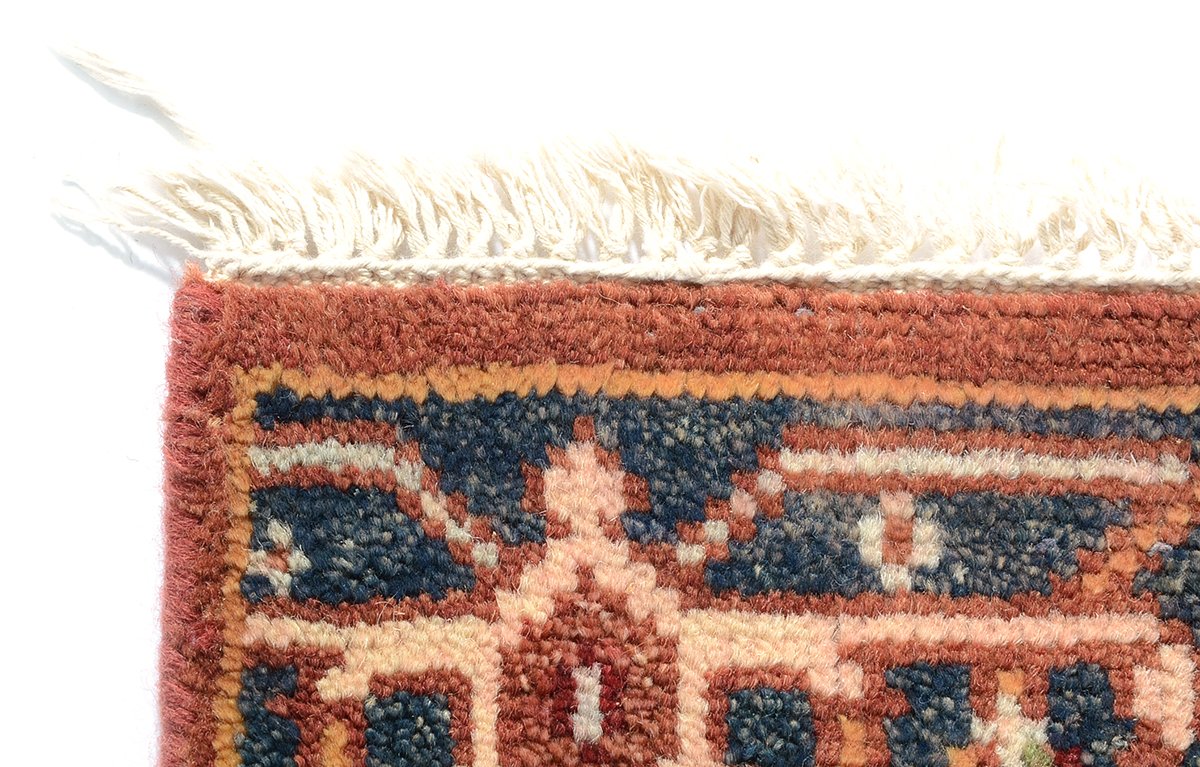 Hand-Knotted Indian Heriz Serapi-Style Runner Rug