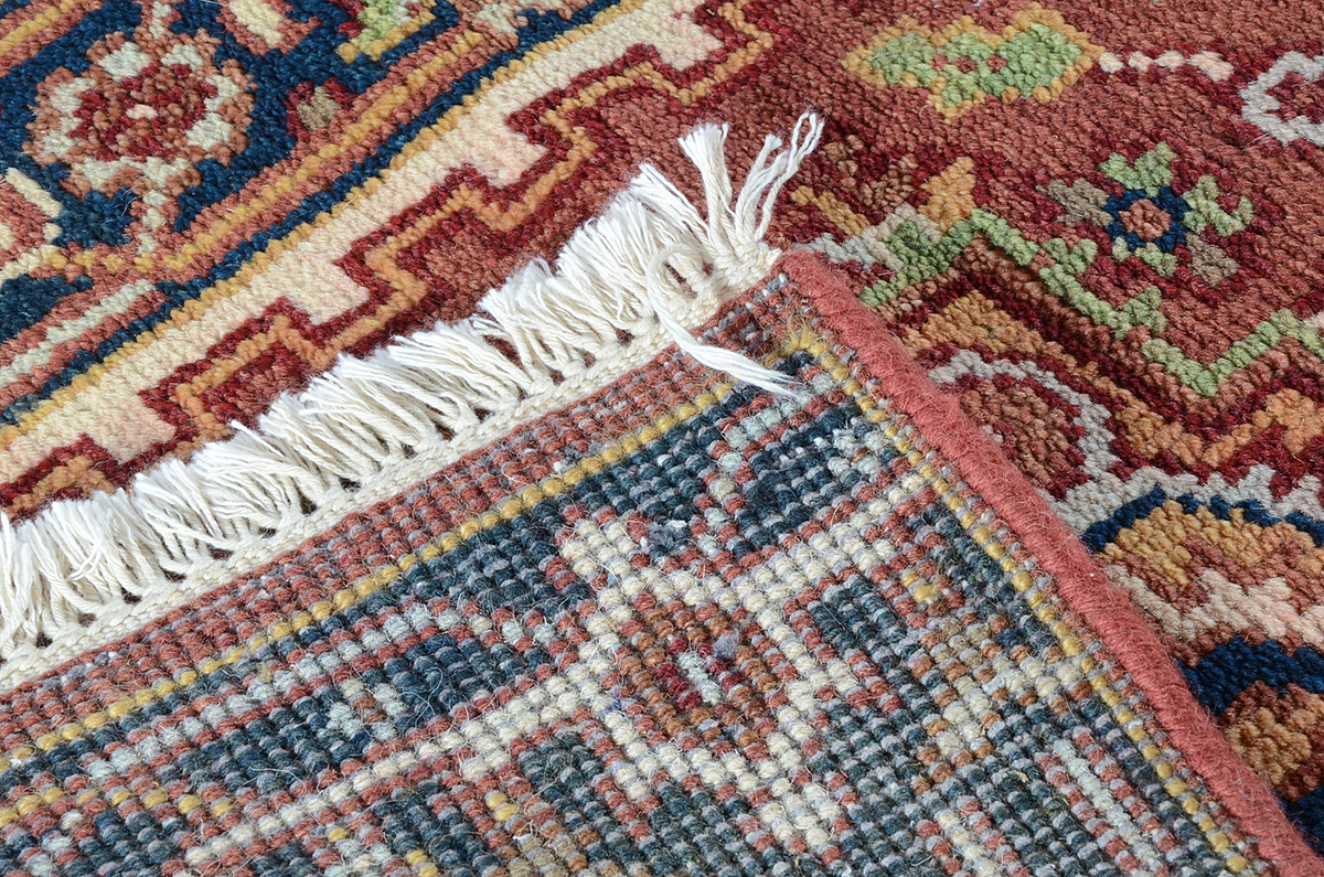 Hand-Knotted Indian Heriz Serapi-Style Runner Rug