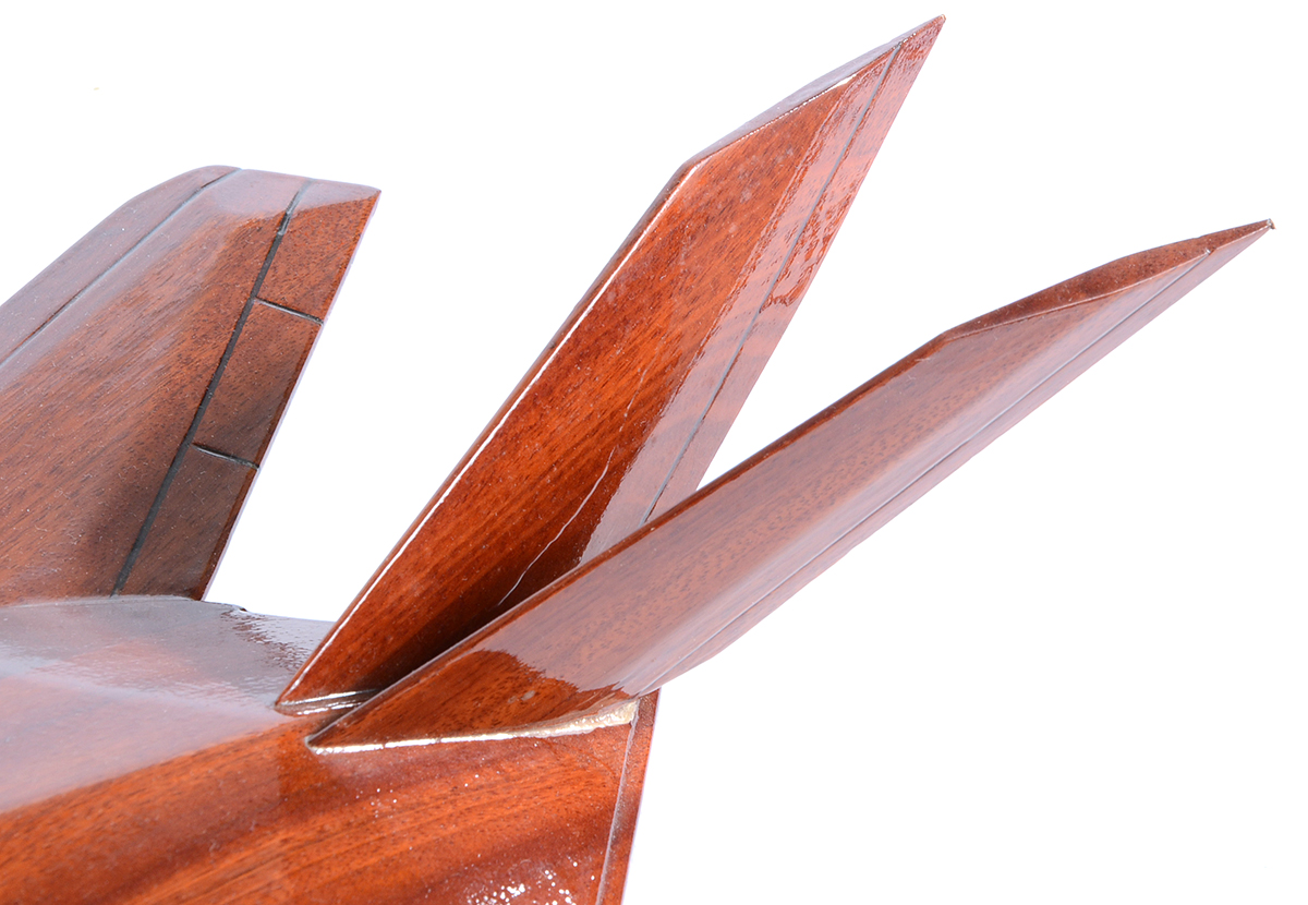 Wooden F-117 "Nighthawk" Stealth Bomber Model on Stand