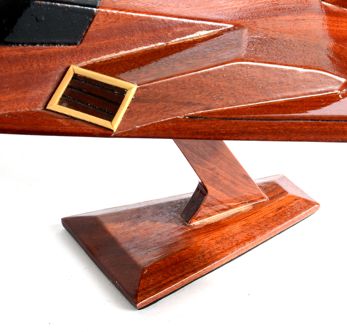 Wooden F-117 "Nighthawk" Stealth Bomber Model on Stand