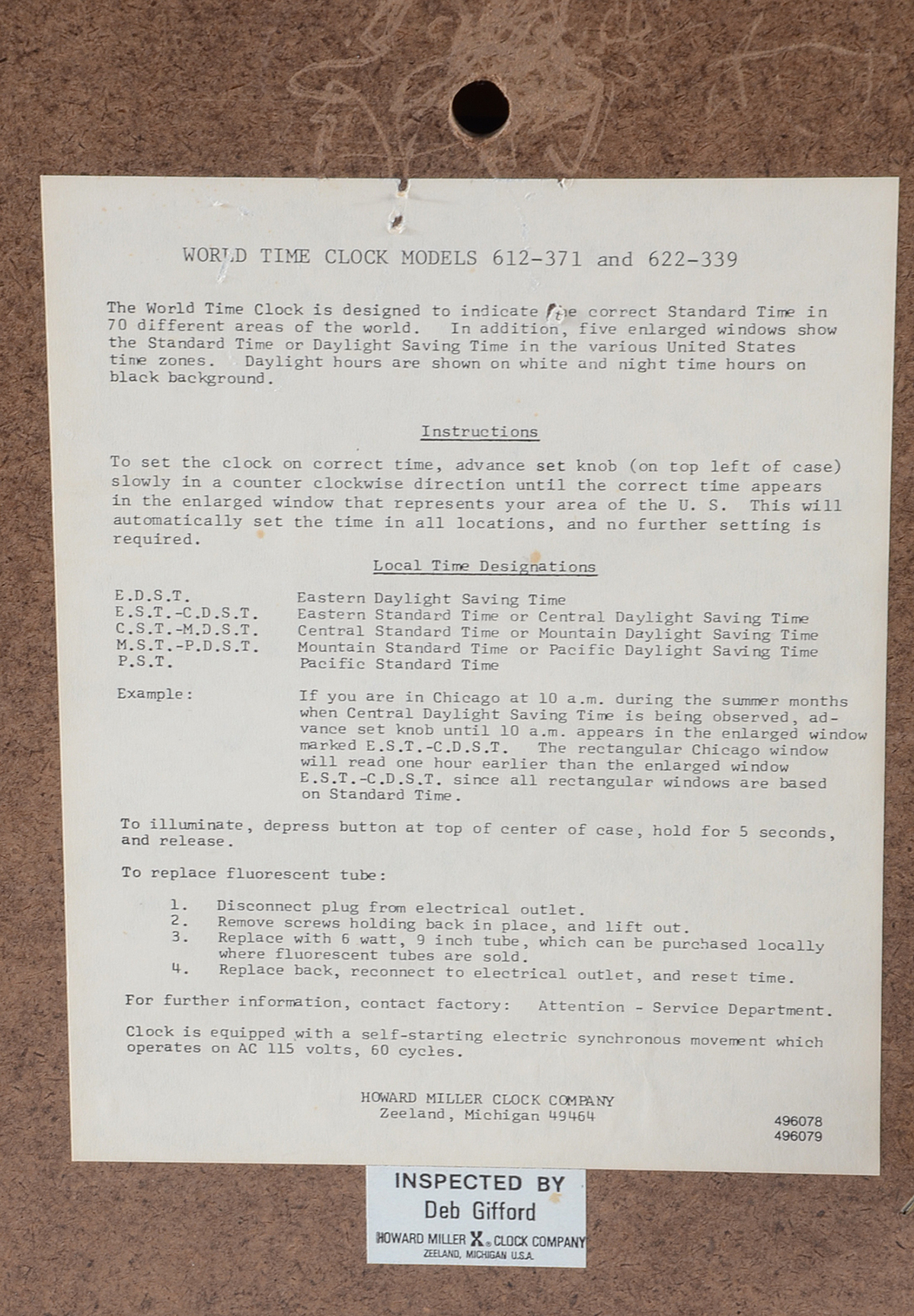 Vintage Howard Miller World Time Clock