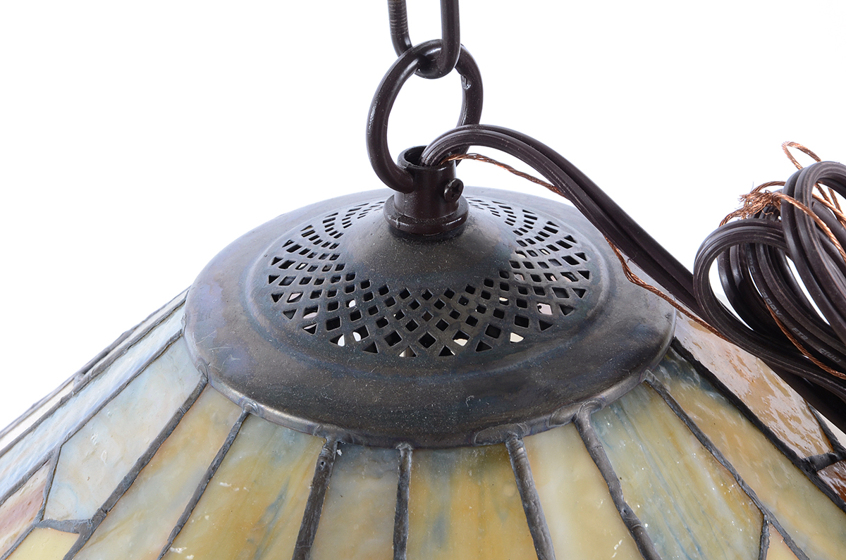 Contemporary Slag Glass Hanging Lamp