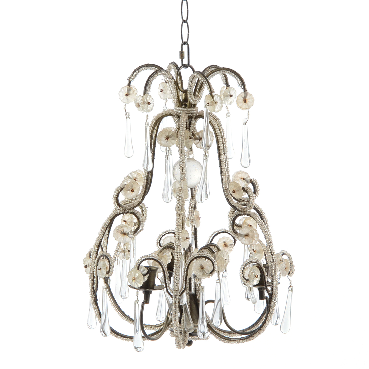 Three-Arm Candle Chandelier With Prisms