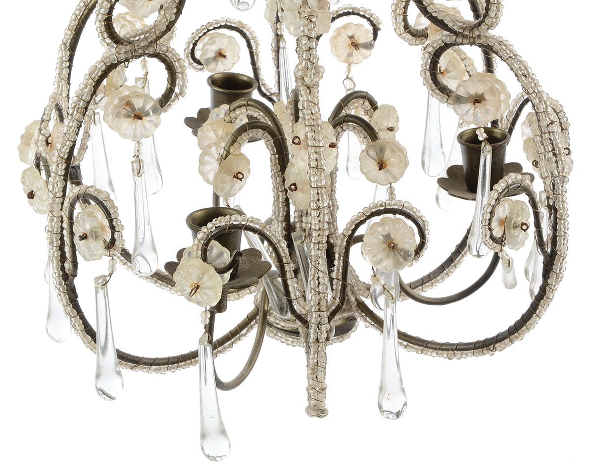 Three-Arm Candle Chandelier With Prisms