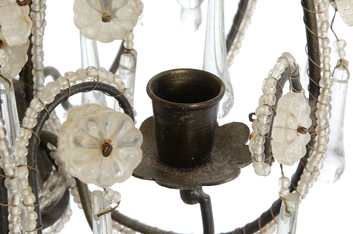 Three-Arm Candle Chandelier With Prisms