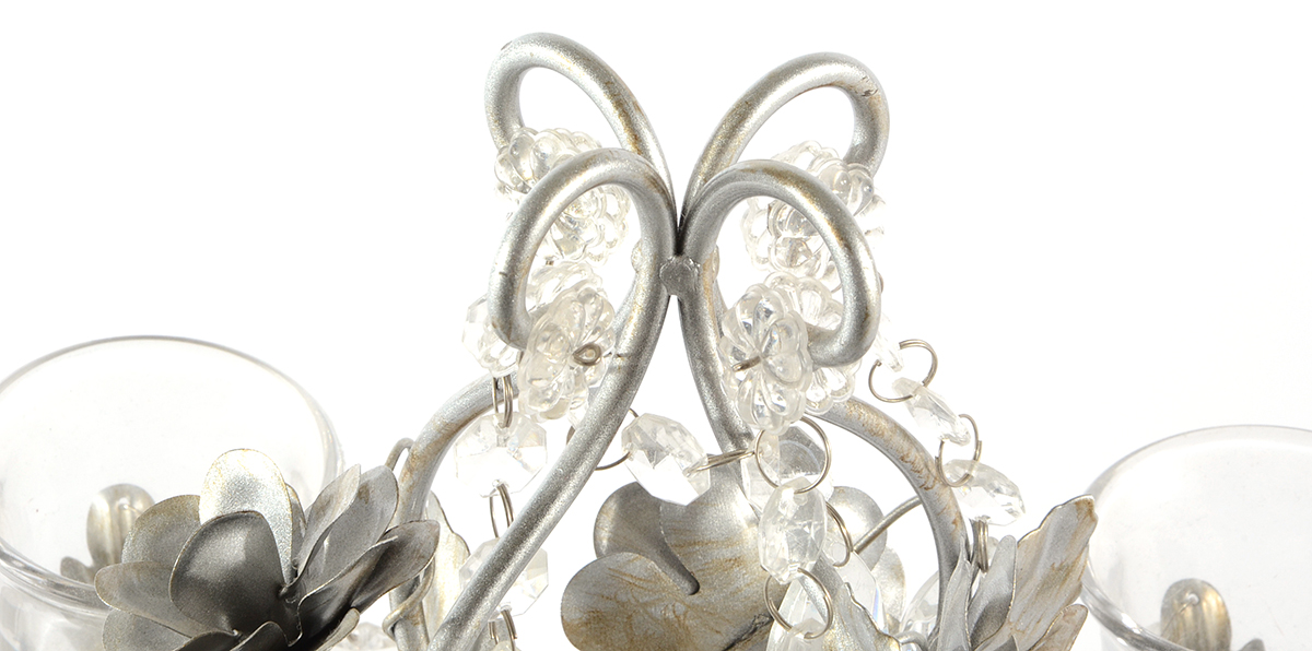 Silver Tone Metal Tabletop Candelabra