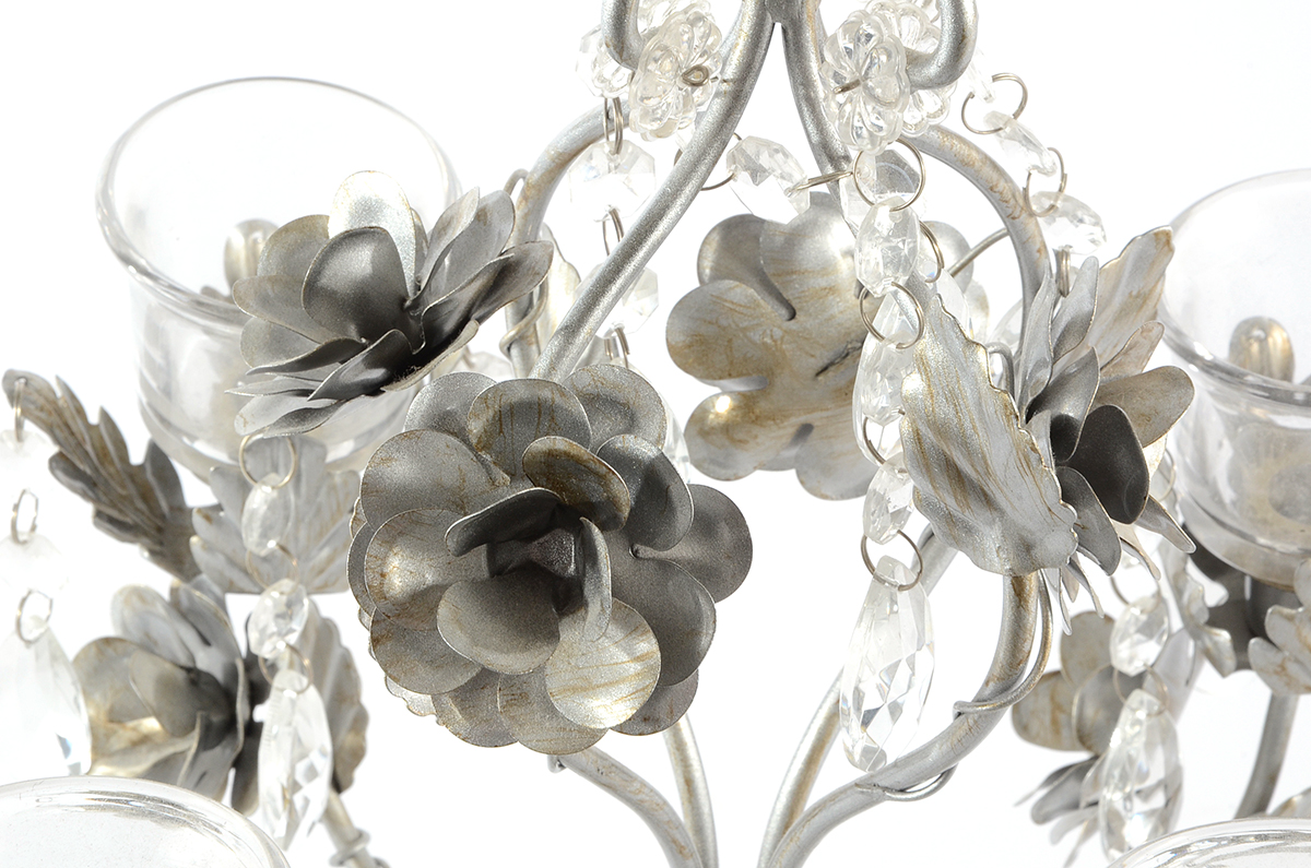 Silver Tone Metal Tabletop Candelabra