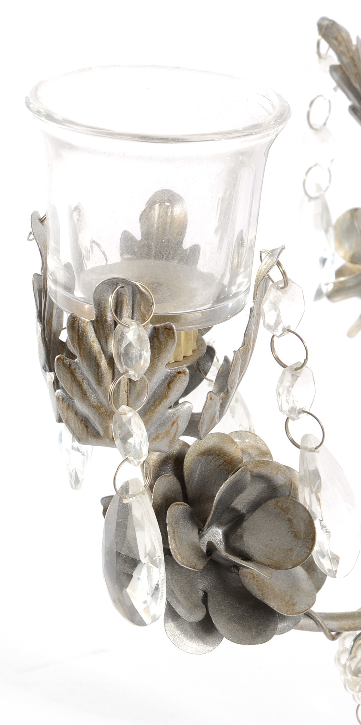 Silver Tone Metal Tabletop Candelabra