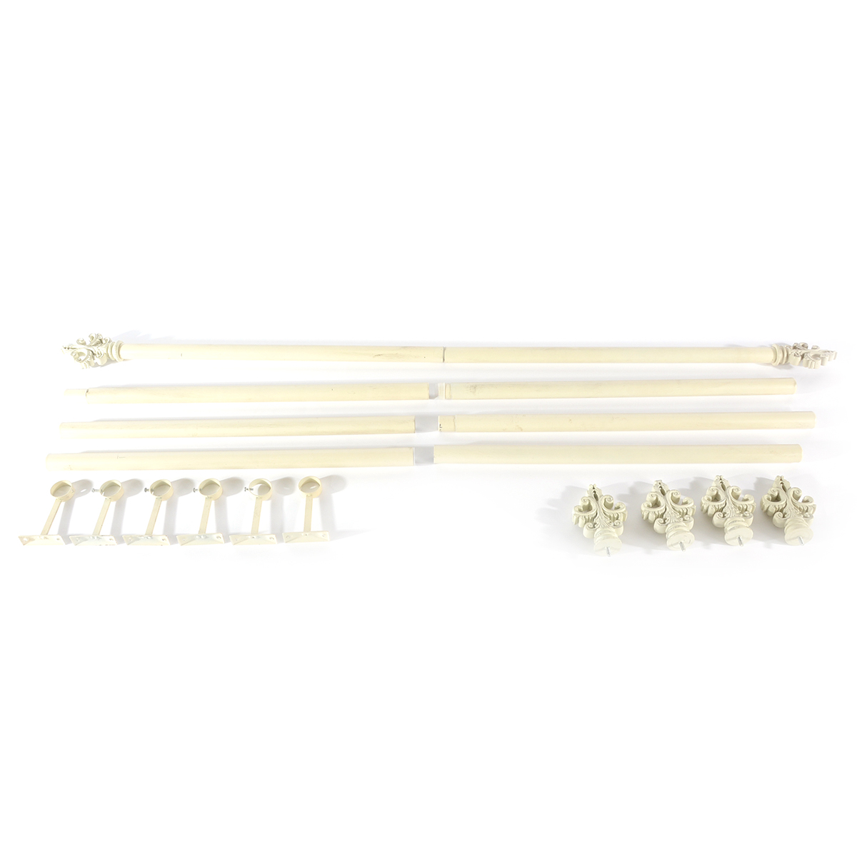 Ivory Painted Metal Curtain Rods With Finials
