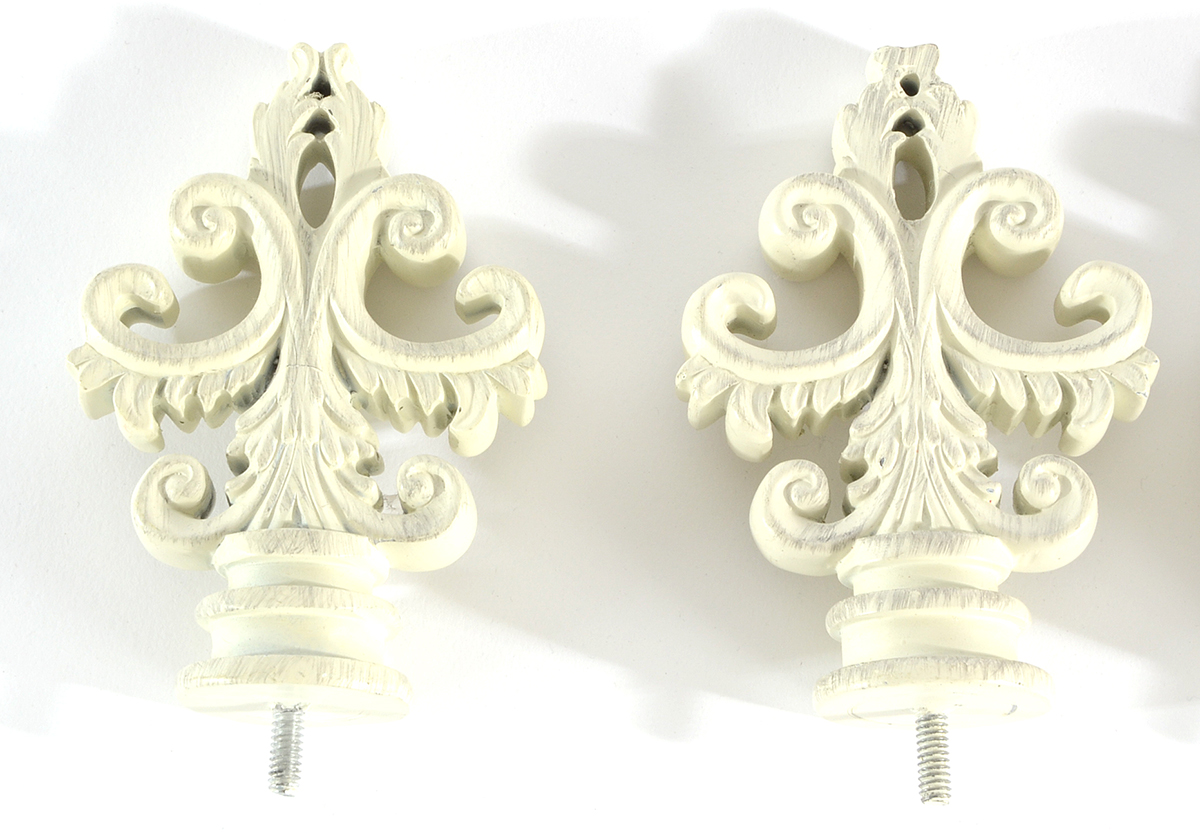 Ivory Painted Metal Curtain Rods With Finials