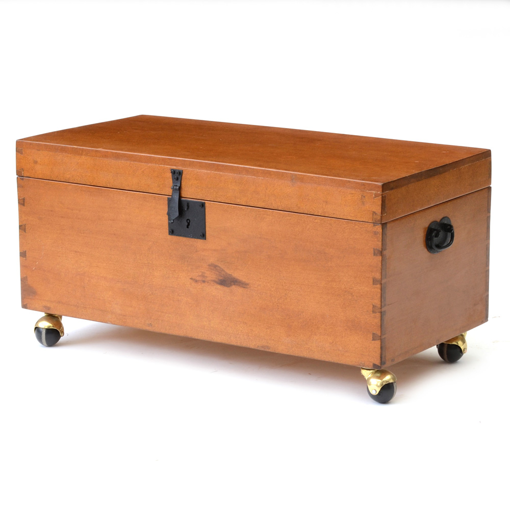 Solid Pine Wood Storage Chest on Wheels