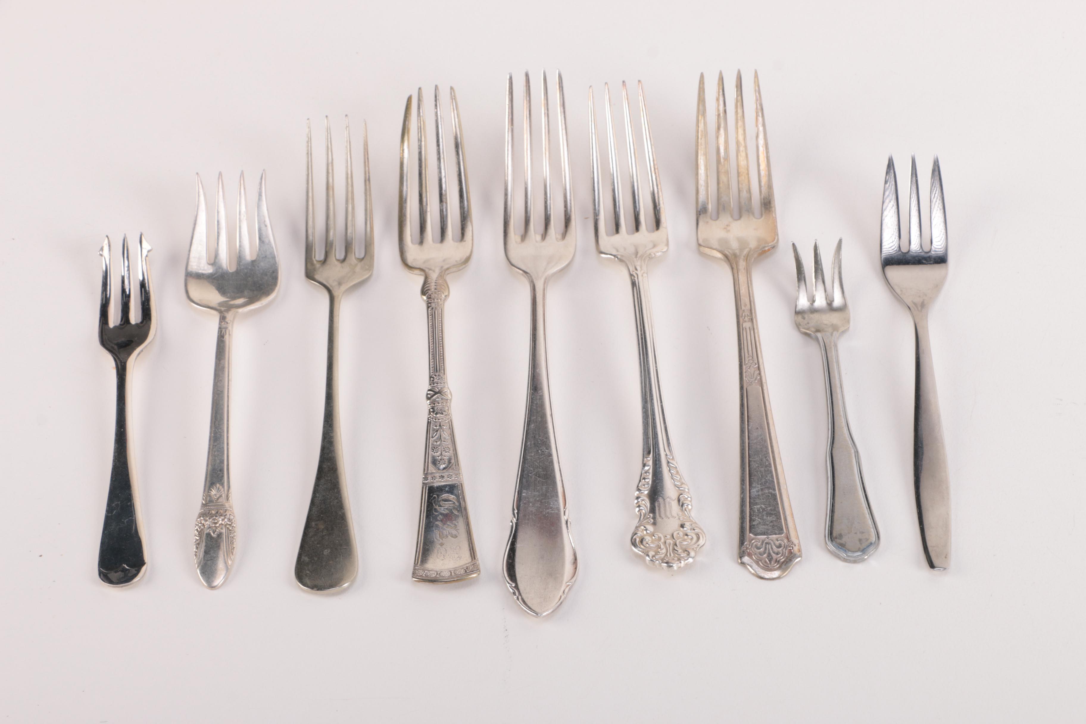 Assortment of Silver Plate and Stainless Steel Flatware Featuring Roger Bros.