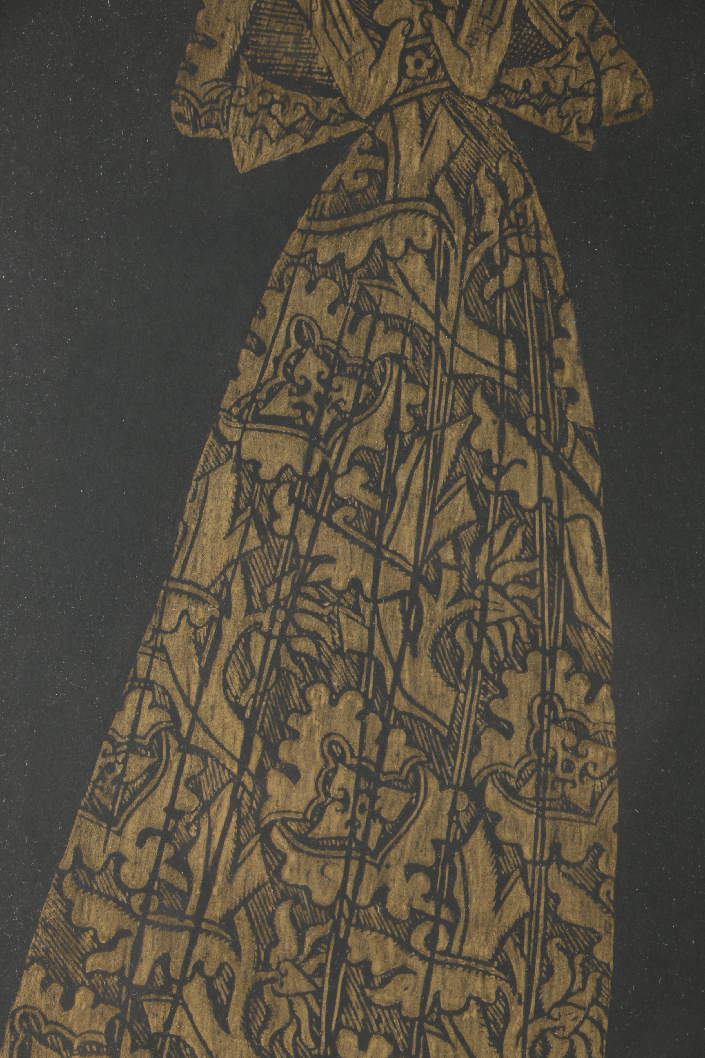 Woodblock After Original Tomb Rubbing "Margaret Bernard Peyton, Isleham, Cambrdigeshire - 1484"