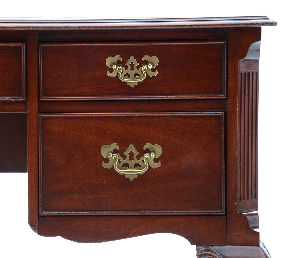 Chippendale Style Leather Top Mahogany Desk by Sligh