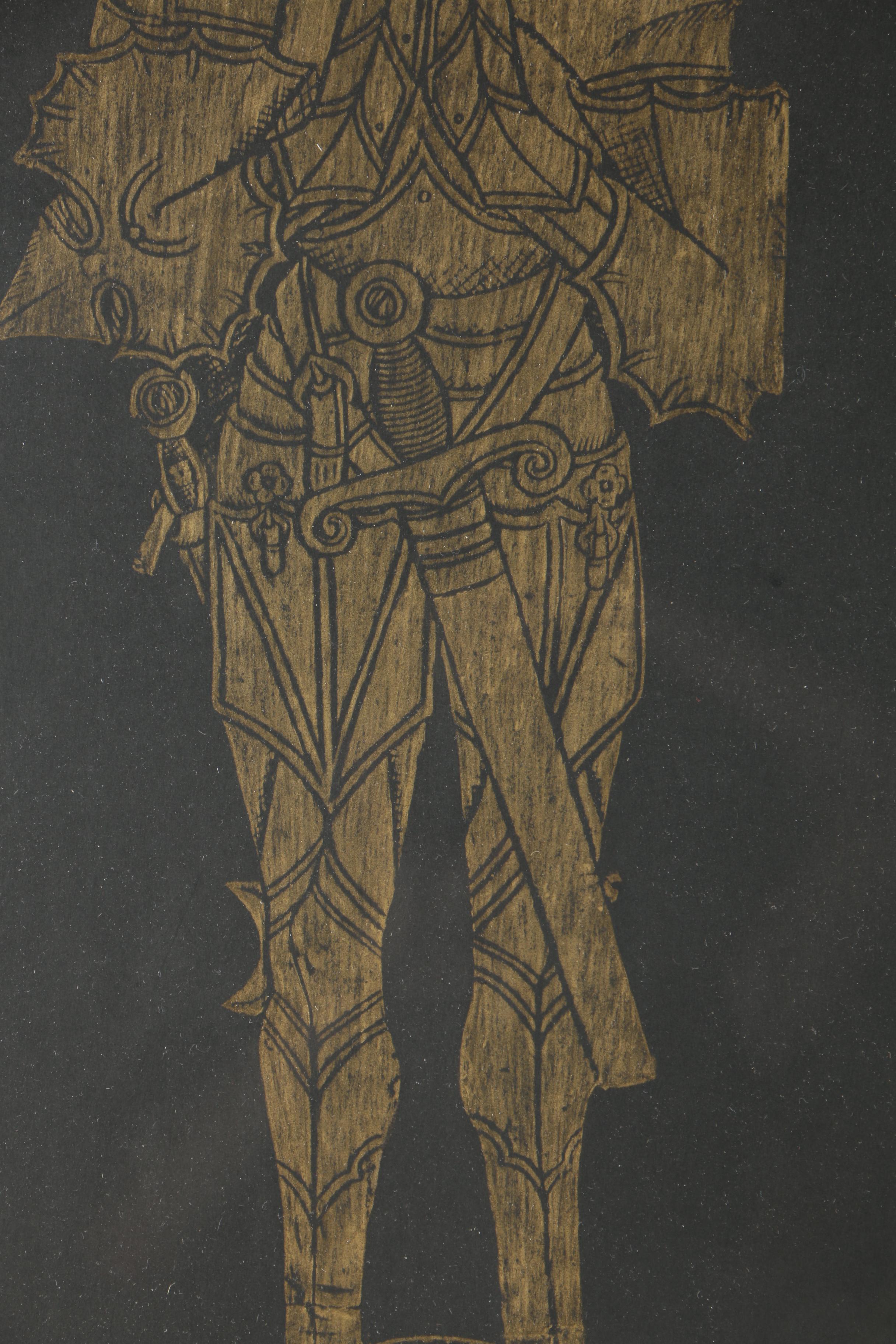 Woodblock After Original Tomb Rubbing "Thomas Peyton, Isleham, Cambridgeshire -1484"