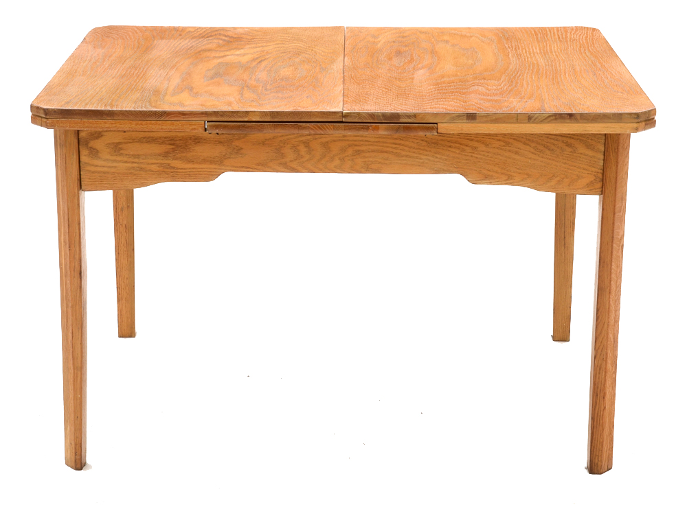 Mid-Century Oak Draw-Leaf Table and Four Chairs