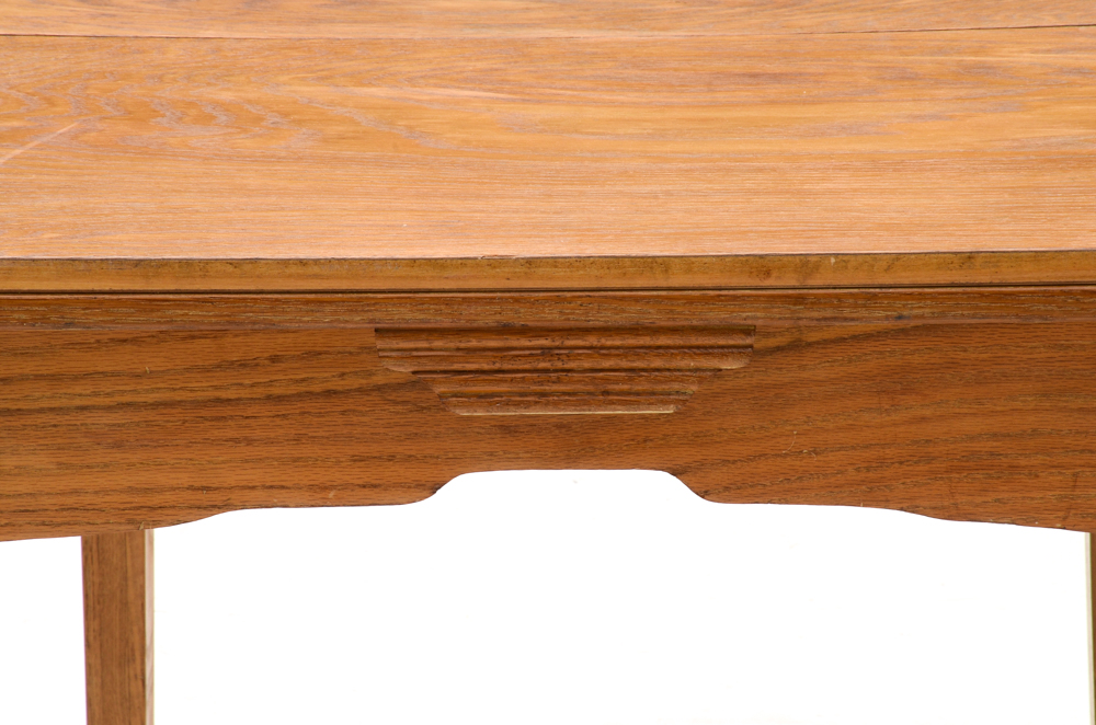 Mid-Century Oak Draw-Leaf Table and Four Chairs