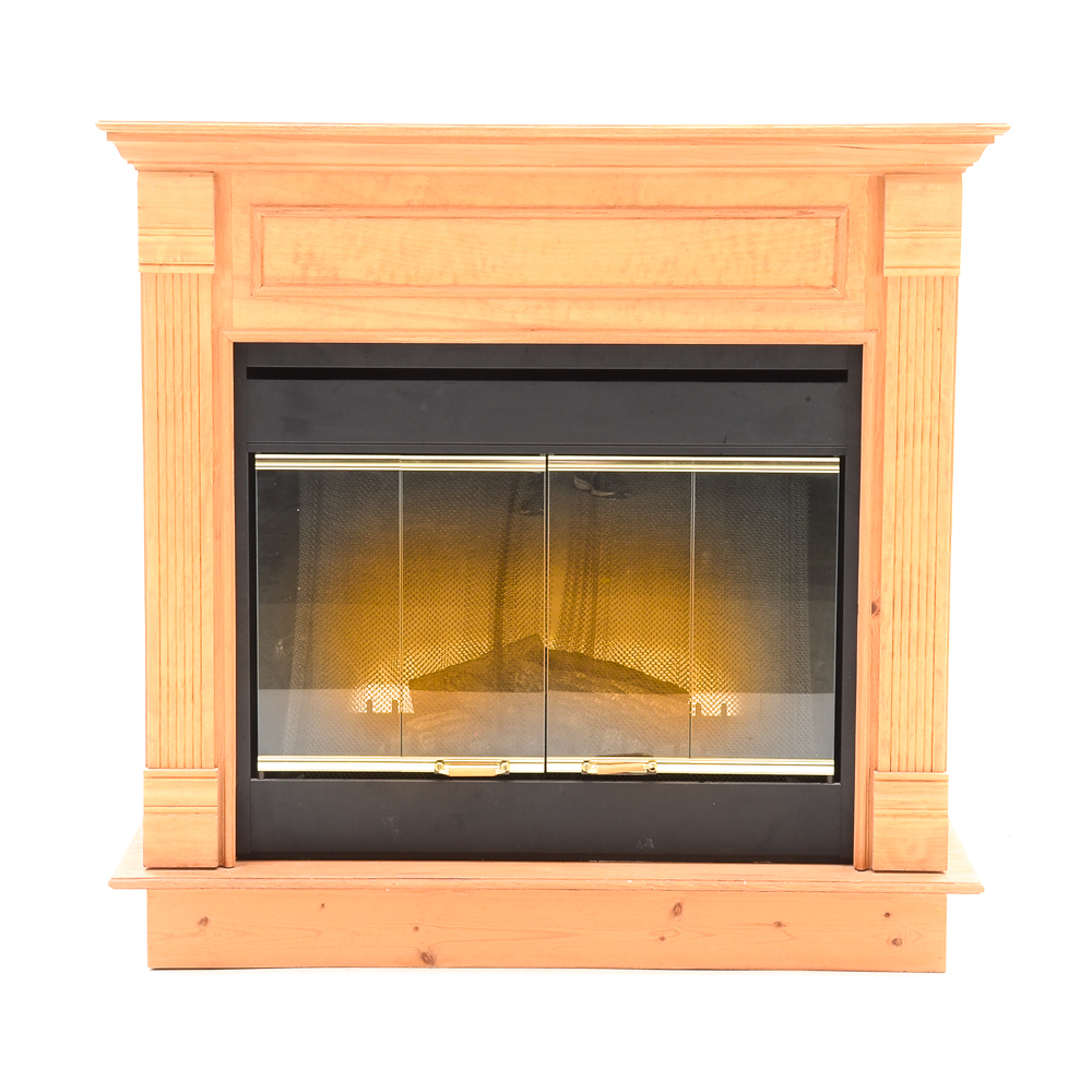 Electric Fireplace with Pine Hearth