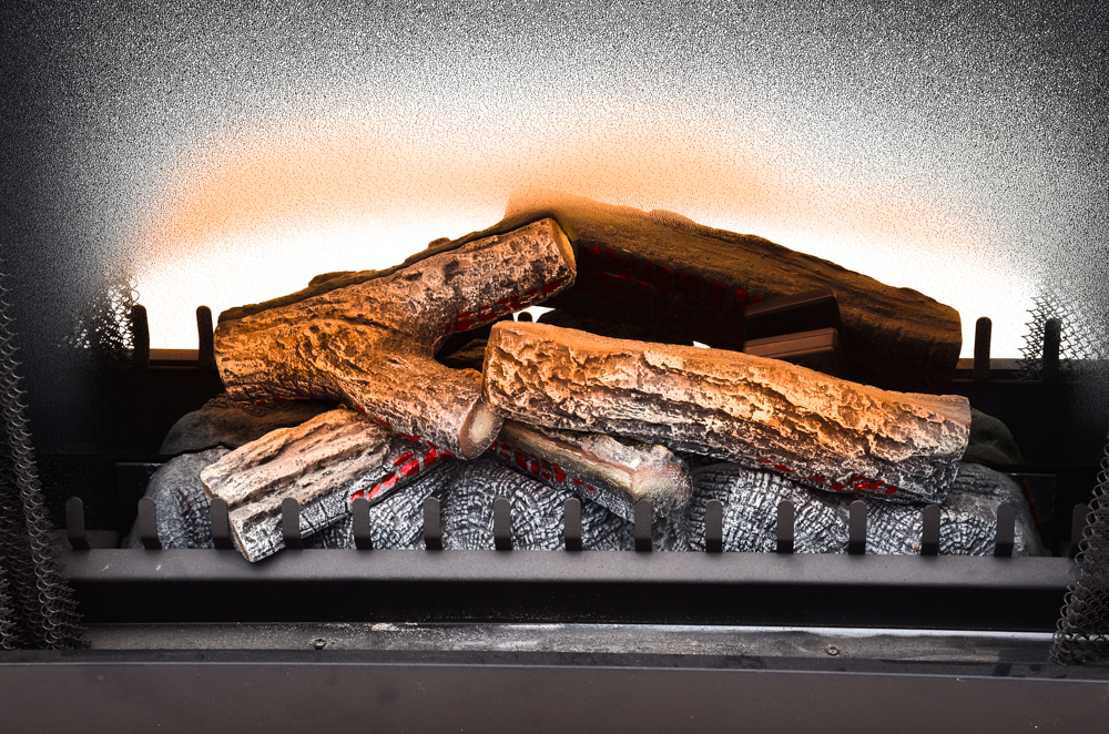 Electric Fireplace with Pine Hearth