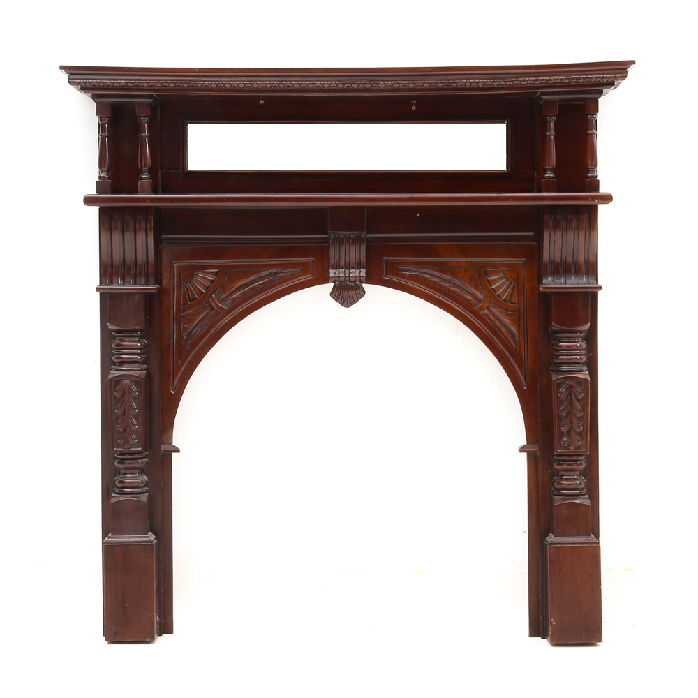 Victorian Style Carved Wood Fireplace Mantel