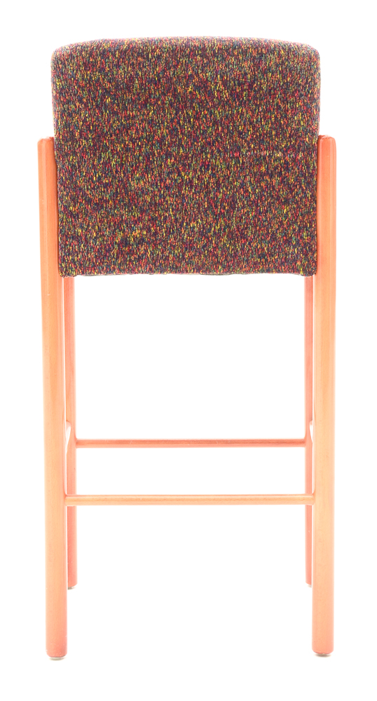 Set of Three Contemporary Red-Stained Beech Bar Stools