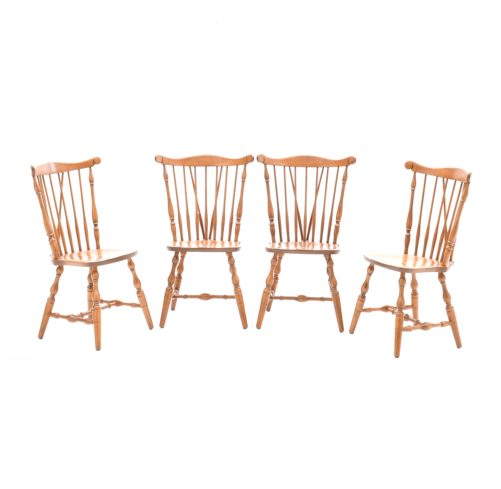 Set of S. Bent & Bros. Maple Windsor Style Dining Chairs