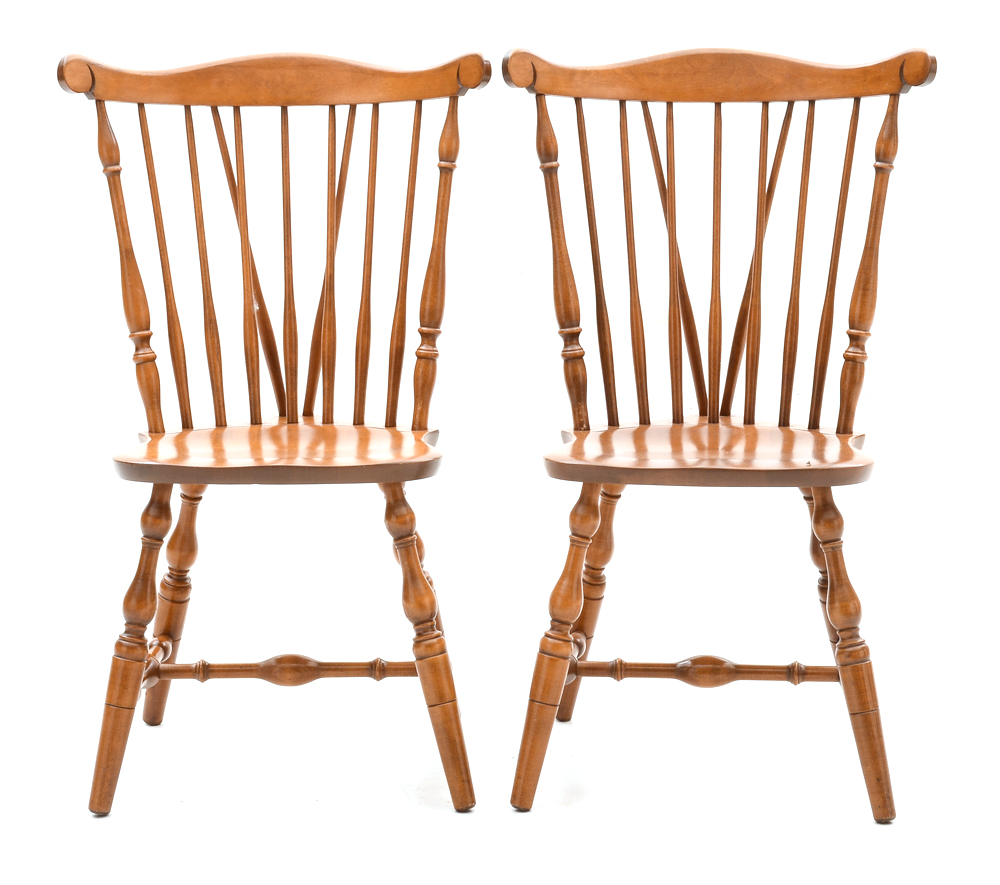 Set of S. Bent & Bros. Maple Windsor Style Dining Chairs