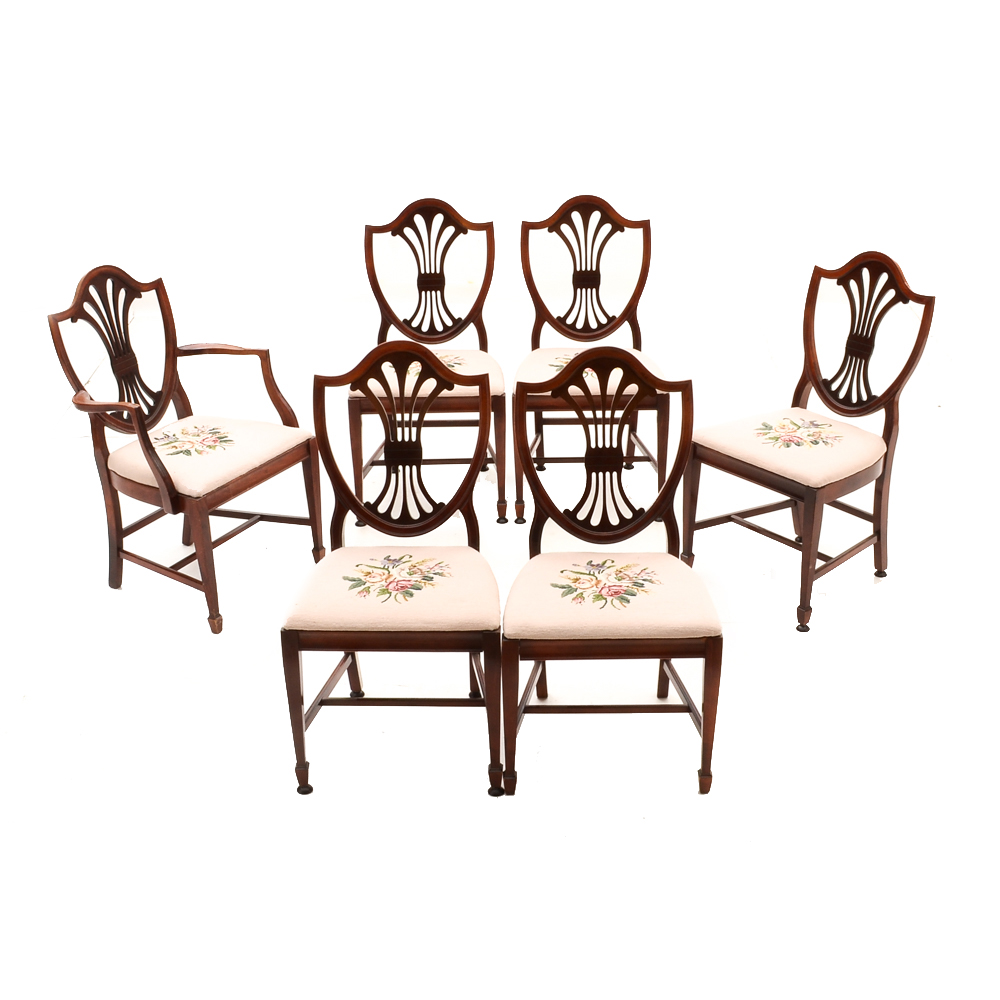 Set of Six Hepplewhite Style Dining Chairs
